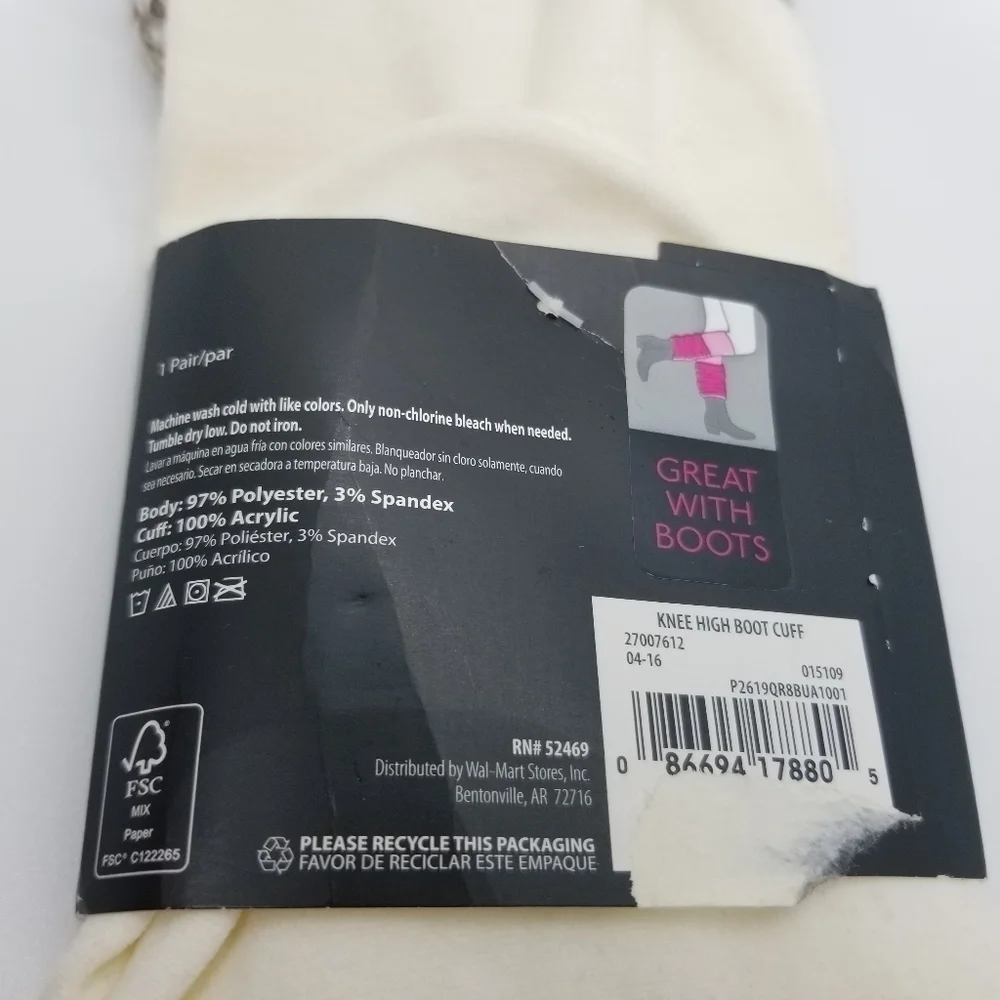 NWT No Boundaries fleece-lined knee-high sock and cable-knit boot cuff